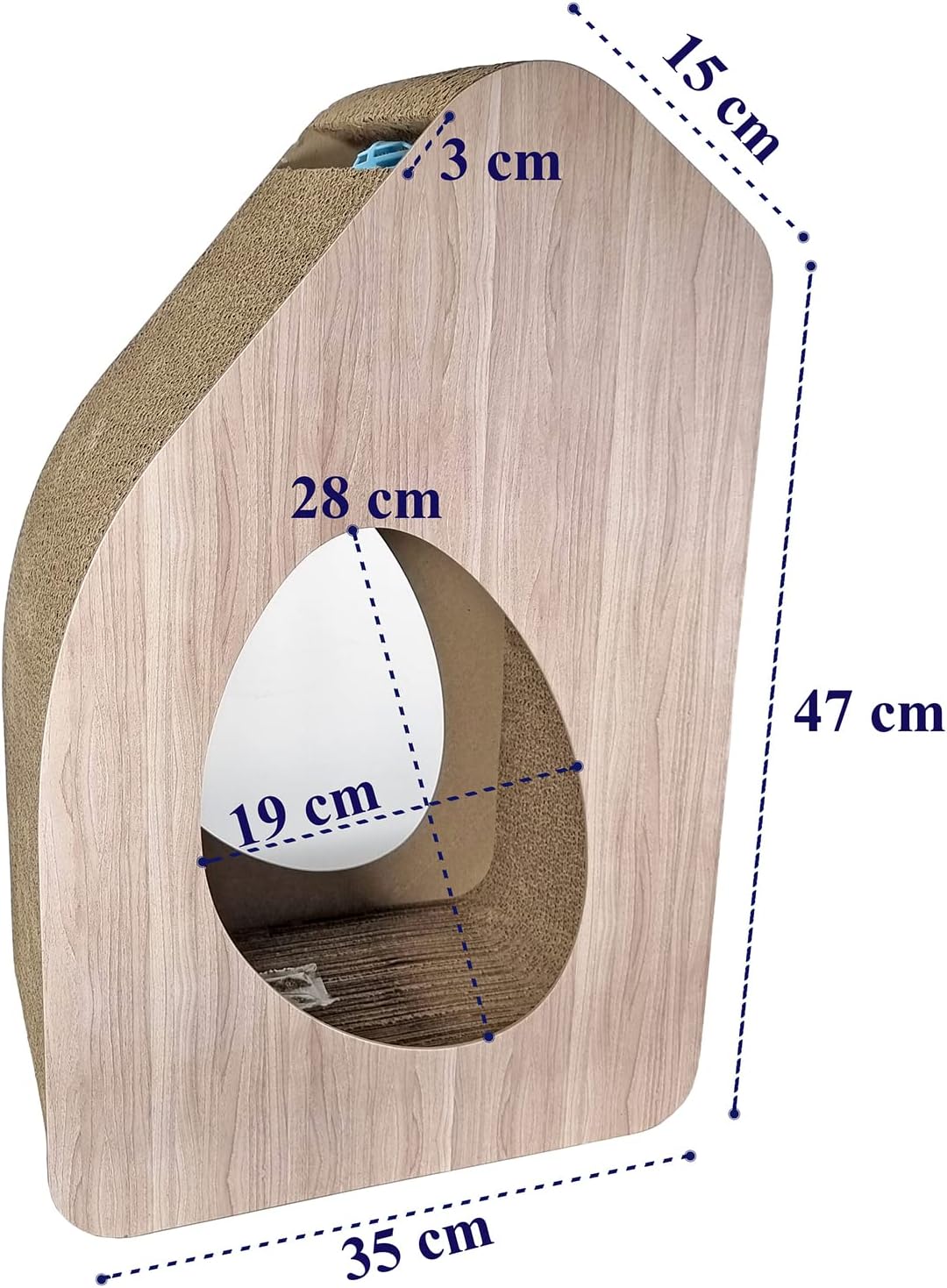 Cat Scratcher - Cat Scratching Post with Interactive Bell Ball Toy - Cat Tunnel, Catnip and Durable Corrugated Cardboard, Wear-Resistant - Cat Scratching Board for Indoor Cats & Kittens (Beige, 55 cm)