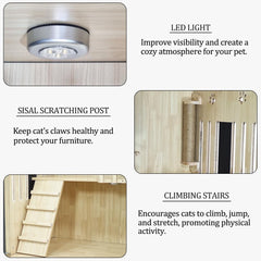 WOODEN CAT VILLA (FB-90) BEIGE
