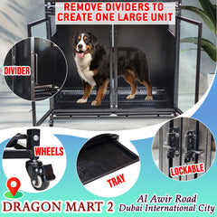 Multi-Level Partition Pet Cage with Wheels, Heavy Duty Modular Dog & Cat Kennel, Stackable Pet Enclosure for Breeders, Pet Shops & Rescue Centers, Lockable Doors, Indoor Boarding Cage System