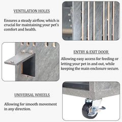 WOODEN CAT VILLA (F-90) GREY