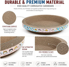 Medium Cat Scratcher Bed, Round Corrugated Cardboard Cat Scratching Bowl, Cozy Cat Lounger for Scratching, Resting and Indoor Play, 40 cm Protect Furniture, (Blue)