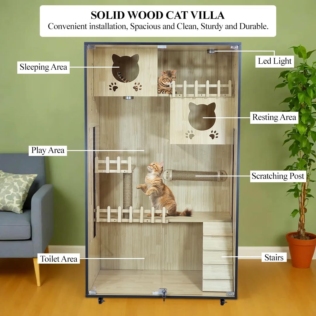 EB-900 WOODEN CAT VILLA (BEIGE)