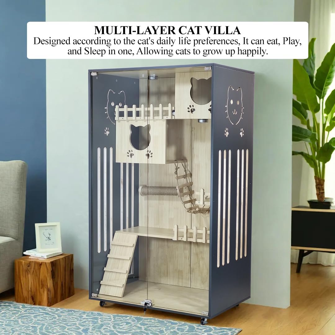 B-8900 WOODEN CAT VILLA (BLACK)