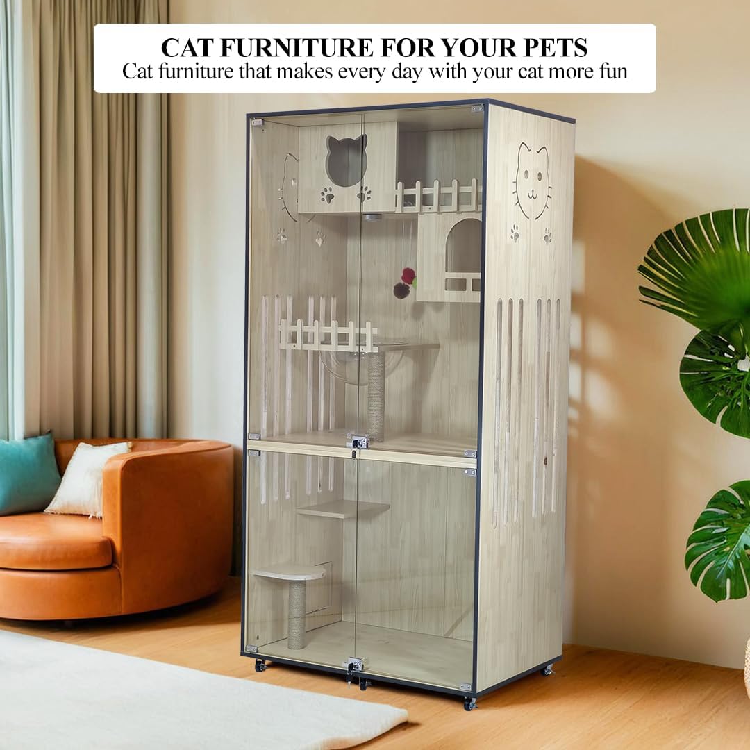 WOODEN CAT VILLA (B-10) BEIGE