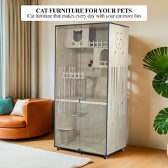 WOODEN CAT VILLA (B-10) BEIGE