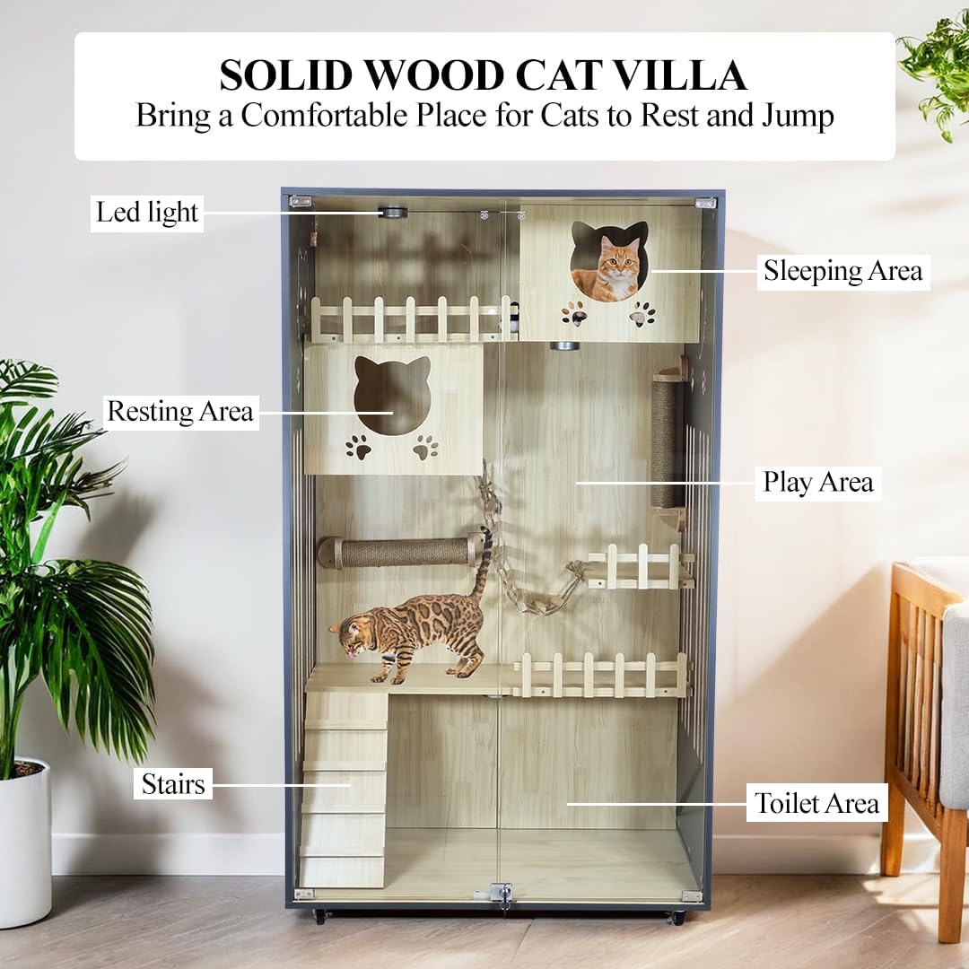 B-8900 WOODEN CAT VILLA (BLACK)