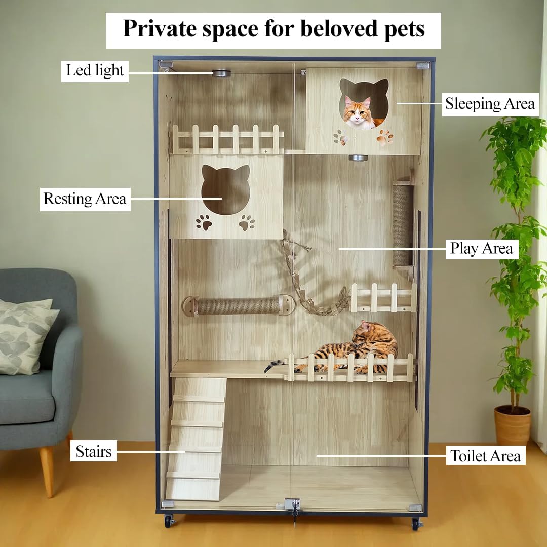 FB-90 WOODEN CAT VILLA (BEIGE)