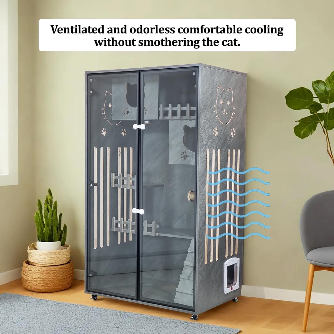 EB-90 WOODEN CAT VILLA (GREY)