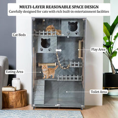 WOODEN CAT VILLA (F-90) GREY
