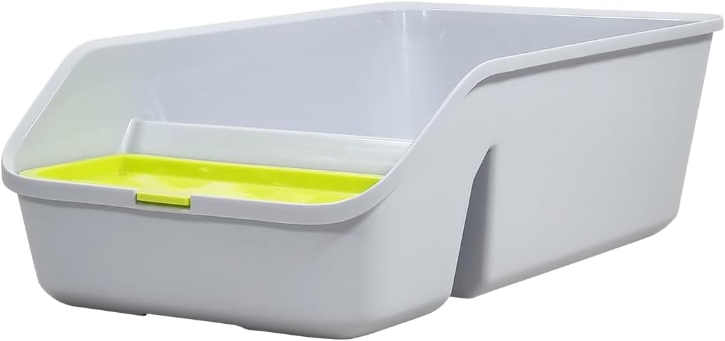 Semi-enclosed cat litter box for Kittens and Adult cats, Durable plastic cat toilet with Splash-proof design, built-in litter scoop, and Low entrance, Easy to clean 49 cm