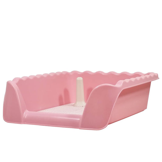 Dog toilet training tray with Raised fence, Anti-slip grid design, and Odor-resistant material, Pet potty training solution for medium to large dogs, Easy to clean, 53 cm (Pink)