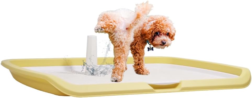 Dog potty training toilet for medium to large dogs, Durable plastic dog training pad holder with Detachable pee post, Carrying handle, and Grid design, Ideal for indoor & outdoor 66 cm