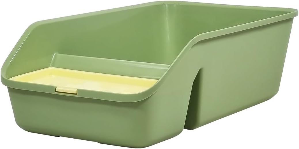 Semi-enclosed cat litter box for Kittens and Adult cats, Durable plastic cat toilet with Splash-proof design, built-in litter scoop, and Low entrance, Easy to clean 49 cm