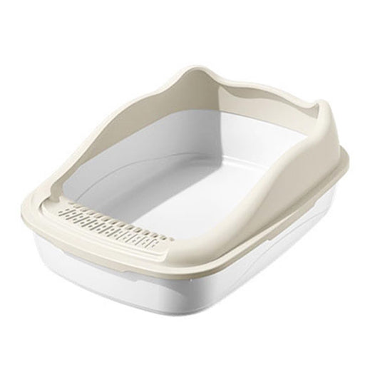 Cat toilet for Large-sized cats, Splash-proof cat litter box with Raised sides, Litter scoop, Sand filter pedal, and Detachable design, Suitable for Indoor/Outdoor use, Easy to clean, 56 cm (White)