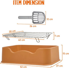 Pet dog toilet with Litter scoop, Stainless steel mesh wire, and Anti-slip bottom, Dog potty tray with training toilet for small to medium dogs, Ideal for indoor & outdoor use 52 cm