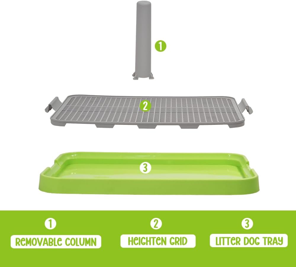 Pet training dog toilet, Durable plastic pee pad holder with Detachable pee post, Grid design, and Non-slip bottom, Suitable for small to medium dogs, Ideal for both indoor and outdoor 51 cm