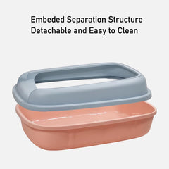 Cat litter box for medium to large cats, Semi-enclosed cat litter box with Detachable design, Durable plastic, Raised fence, and Litter scoop, Ideal for indoor/outdoor, Splash-proof 65 cm