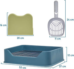 Dog Potty Tray - Dog Toilet for Small to Medium Dogs | Pet Plastic Puppy Training Seat with Splash Proof Design, Stainless Steel Grid & Detachable Pee Post | Indoor & Outdoo
