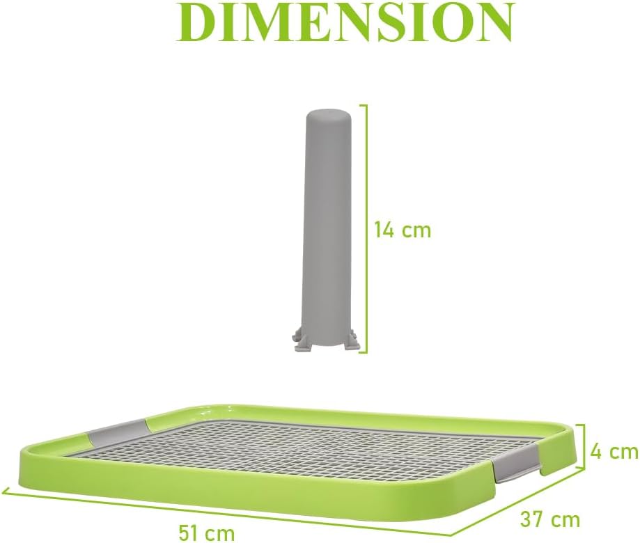 Pet training dog toilet, Durable plastic pee pad holder with Detachable pee post, Grid design, and Non-slip bottom, Suitable for small to medium dogs, Ideal for both indoor and outdoor 51 cm