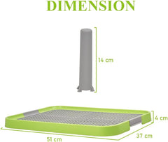 Pet training dog toilet, Durable plastic pee pad holder with Detachable pee post, Grid design, and Non-slip bottom, Suitable for small to medium dogs, Ideal for both indoor and outdoor 51 cm