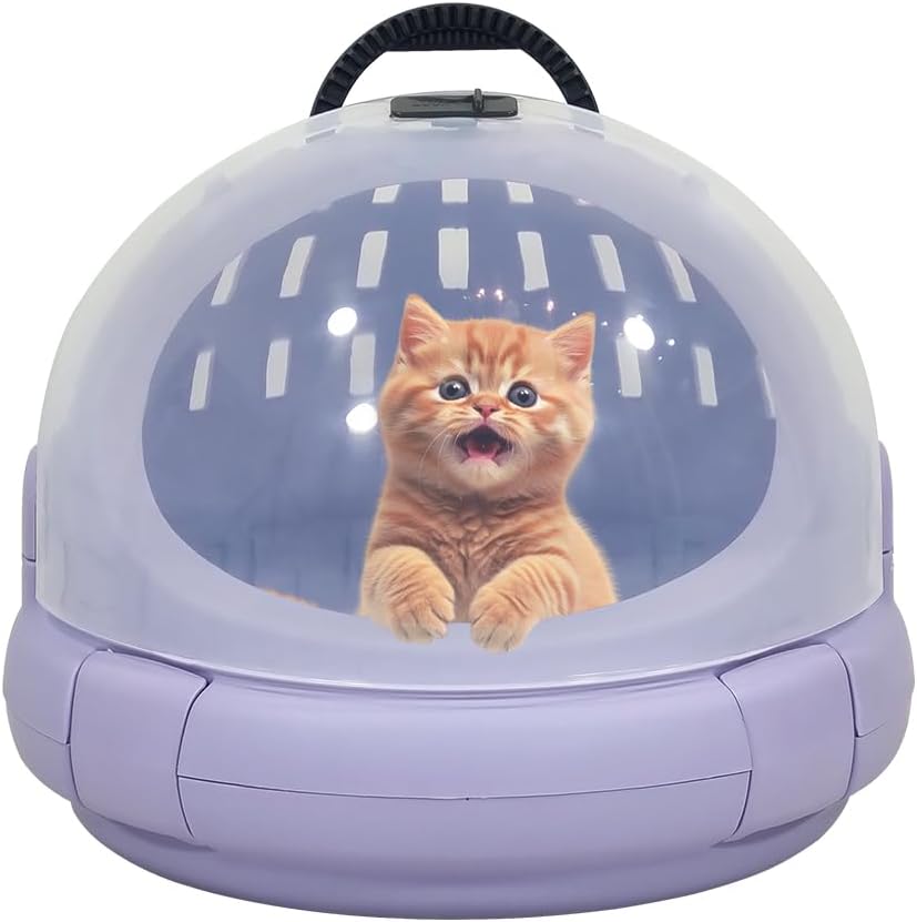 Cat Carrier | Spacious Pet Carrier for Dog & Cats with Safety lock, Handle & Ventilation Holes | Cat Travel Carrier for Outdoor Use with Transparent Design | Easy to Clean