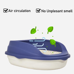 Semi-enclosed cat litter box for medium-sized cats, Durable plastic cat toilet with Splash-proof design, Detachable design, and Litter scoop, Ideal for indoor/outdoor use 46 cm