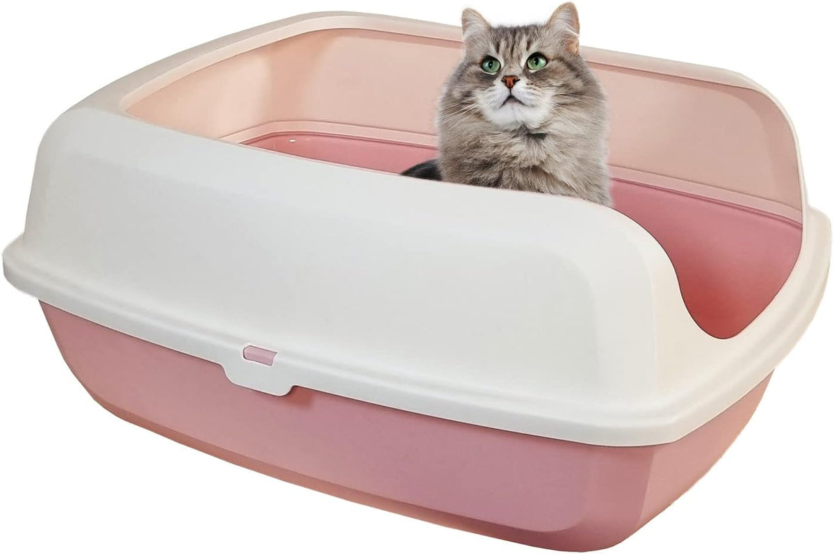 Semi-enclosed cat litter box with Detachable design, Raised edges, and Litter scoop, Durable plastic cat toilet for medium to large cats, Suitable for indoor/outdoor use, Easy to clean 54 cm