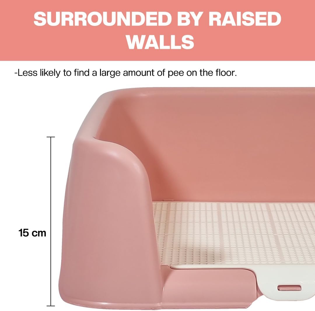 Dog potty training tray with Raised walls and Removable grid, Leak-proof puppy toilet pad holder for Small to Medium dogs, Indoor & Outdoor use, Easy to clean, 43 cm