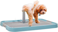 Pet training dog toilet, Durable plastic pee pad holder with Detachable pee post, Grid design, and Non-slip bottom, Suitable for small to medium dogs, Ideal for both indoor and outdoor 51 cm