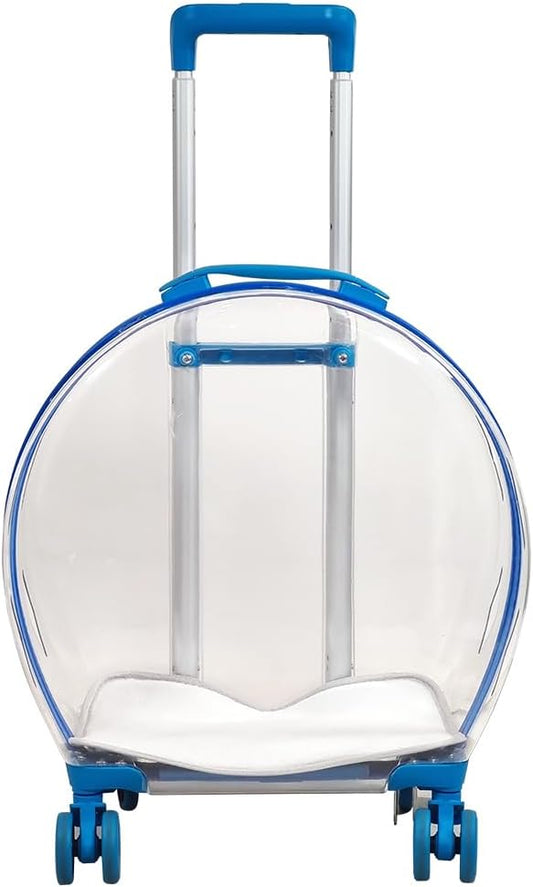 Transparent pet carrier for cats and dogs, Pet stroller with Telescopic handle, Durable zipper, Ventilation holes, and Rolling wheels, Suitable for outdoor activities, 93 cm