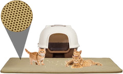 Cat litter mat with Honeycomb design, Water-resistant, and Washable EVA material, Double layer cat litter mat for Indoor cat litter boxes, Ideal for Multi-cat household, Easy to clean
