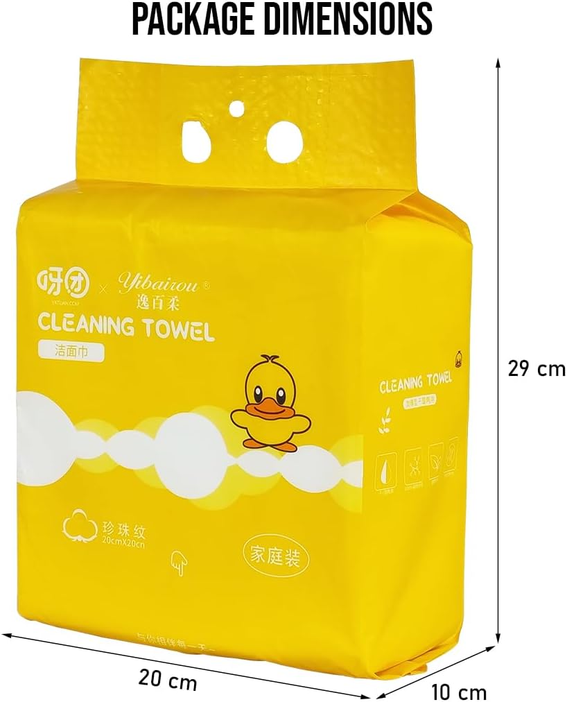 Disposable facial towel with Wall-mount and Pull-out design, Facial tissue for Cleaning, Skincare, and Makeup removal, 100% Cotton dry wipes, Ideal for All skin types 20 cm (Yellow)