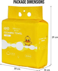 Disposable facial towel with Wall-mount and Pull-out design, Facial tissue for Cleaning, Skincare, and Makeup removal, 100% Cotton dry wipes, Ideal for All skin types 20 cm (Yellow)
