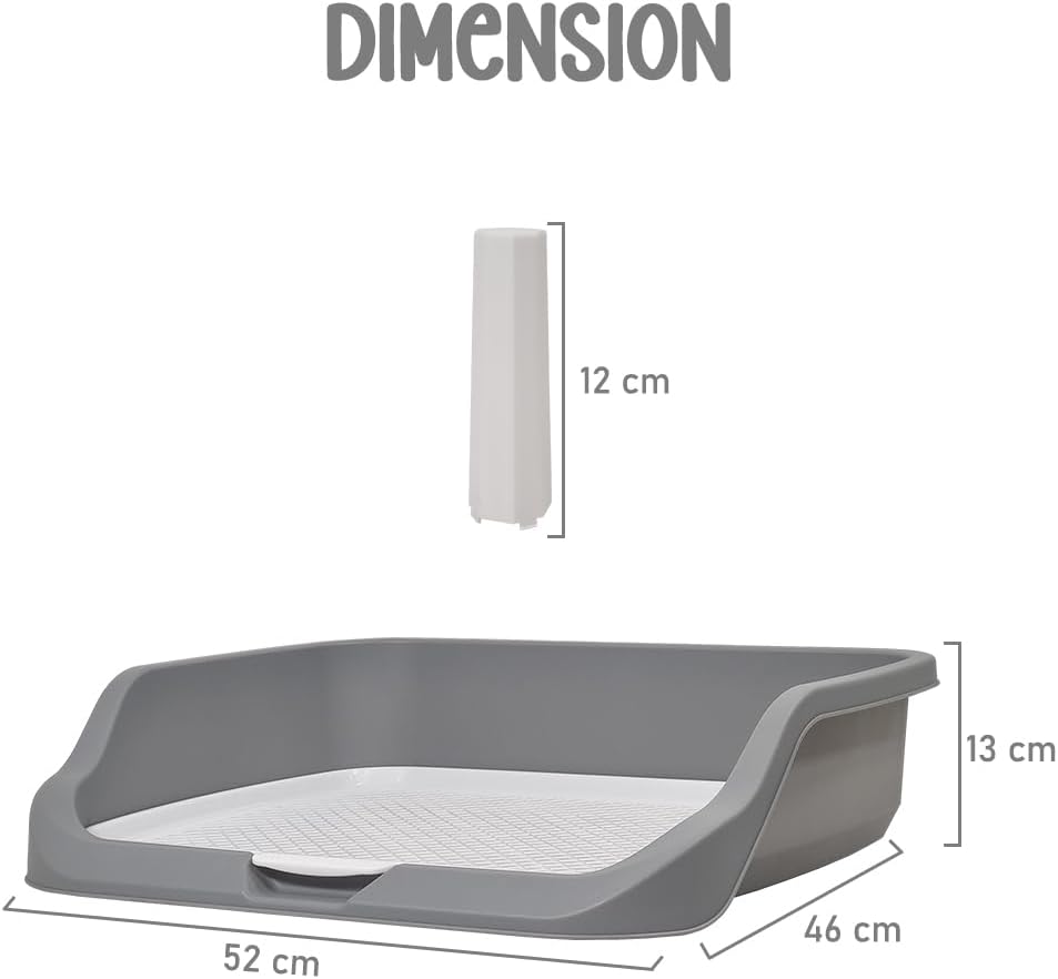 Dog toilet training with Raise edge design, Pee post, and Detachable grid, Durable plastic dog tray for small to medium dogs, Ideal for indoor & outdoor, Leak-proof design 53 cm