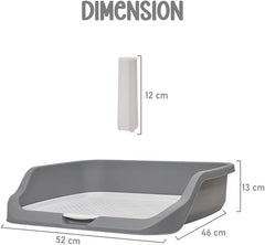 Dog toilet training with Raise edge design, Pee post, and Detachable grid, Durable plastic dog tray for small to medium dogs, Ideal for indoor & outdoor, Leak-proof design 53 cm