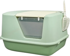 Enclosed cat litter box for Indoor cats & kittens, Durable plastic cat litter box with Transparent door, Litter scoop, and Sand drop pedal, Splash-resistant cat toilet, Easy to clean 65 cm