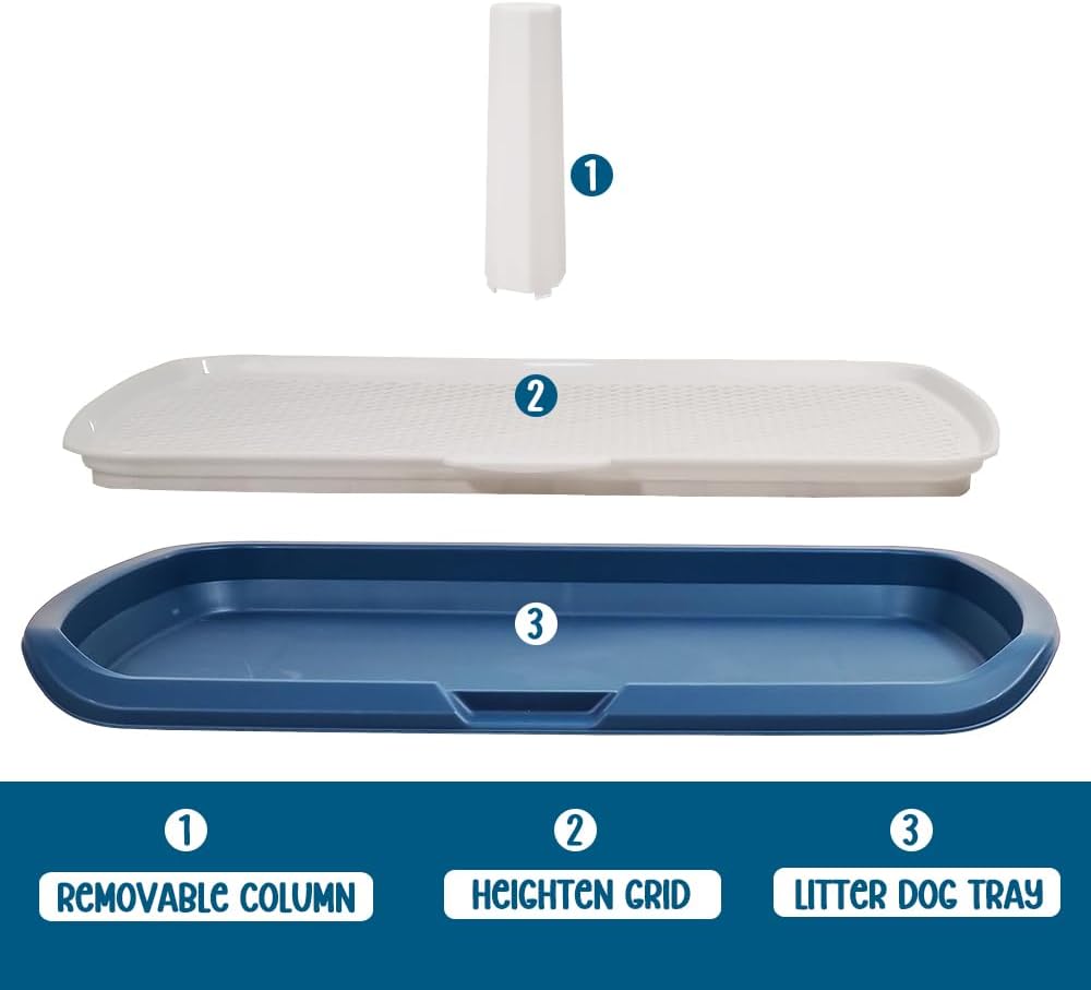 Dog potty training toilet for medium to large dogs, Durable plastic dog training pad holder with Detachable pee post, Carrying handle, and Grid design, Ideal for indoor & outdoor 66 cm