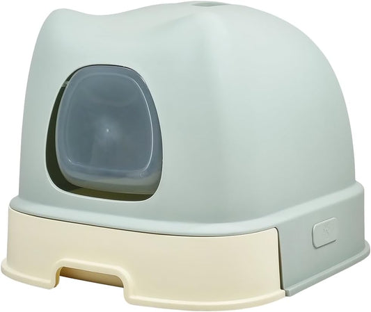 Enclosed cat litter box for small to medium cats, Durable plastic cat toilet with Portable design, Transparent door, Drawer-type, and Litter scoop, Easy to clean pet toilet 56 cm