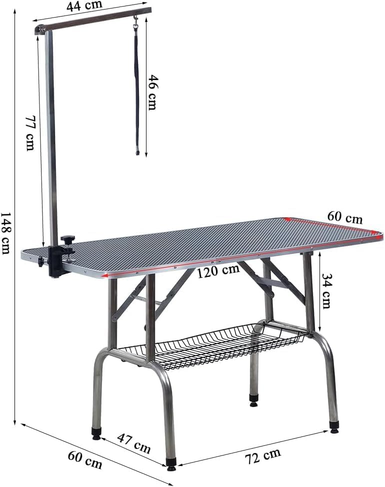 Pet Grooming Table – Heavy-Duty Dog Grooming Table for Dogs & Cats – Adjustable Height, Foldable Design, Storage Shelf & Waterproof Surface, Ideal For Bathing & Grooming, 184cm (Black)