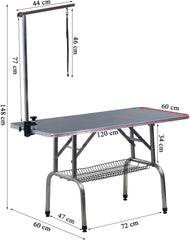 Pet Grooming Table – Heavy-Duty Dog Grooming Table for Dogs & Cats – Adjustable Height, Foldable Design, Storage Shelf & Waterproof Surface, Ideal For Bathing & Grooming, 184cm (Black)