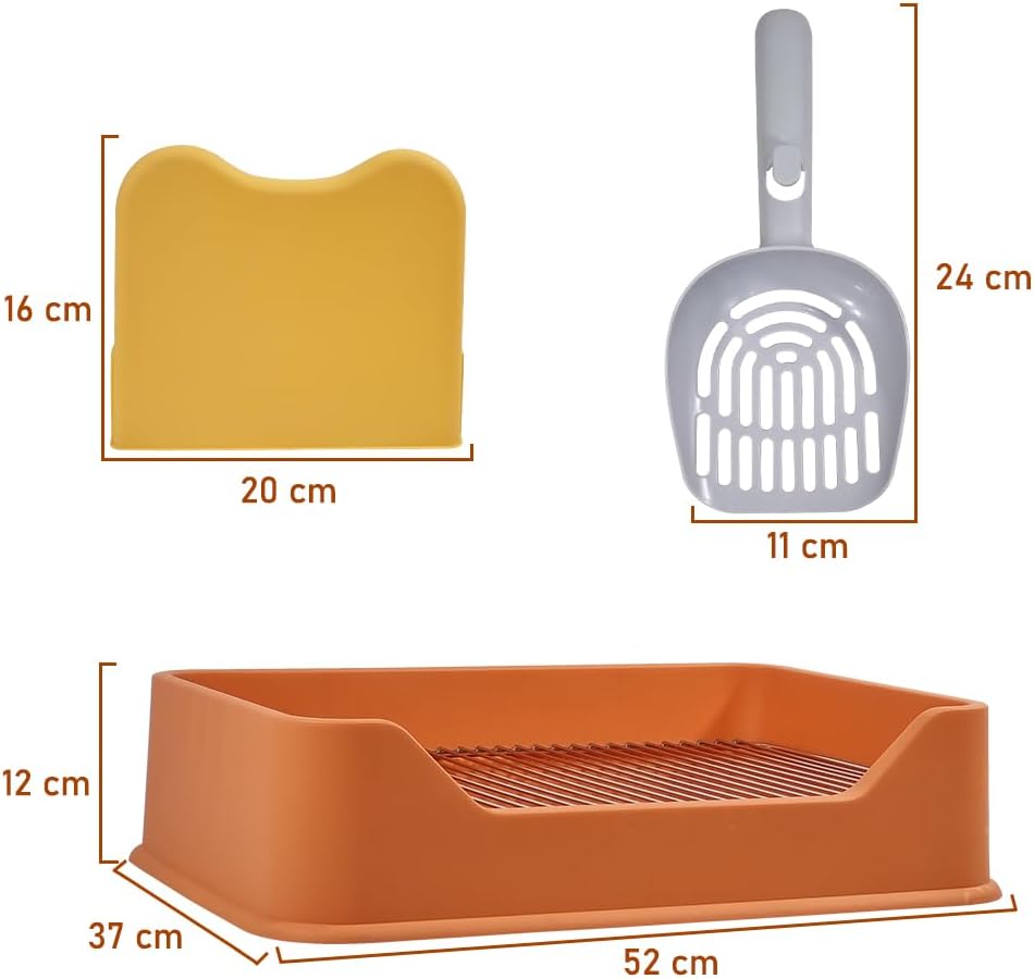 Dog Potty Tray - Dog Toilet for Small to Medium Dogs | Pet Plastic Puppy Training Seat with Splash Proof Design, Stainless Steel Grid & Detachable Pee Post | Indoor & Outdoo
