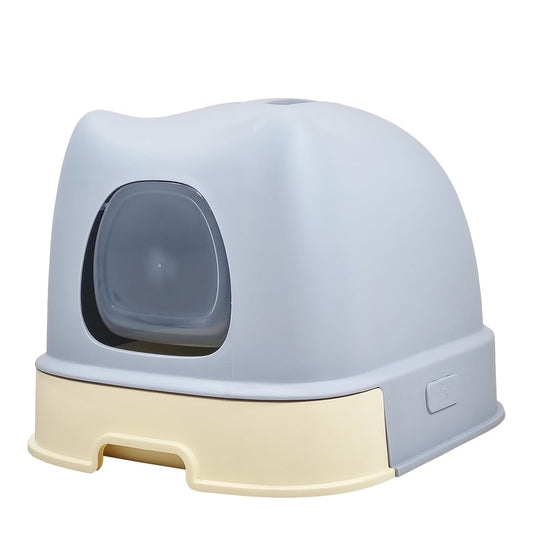 Enclosed cat litter box for small to medium cats, Durable plastic cat toilet with Portable design, Transparent door, Drawer-type, and Litter scoop, Easy to clean pet toilet 56 cm