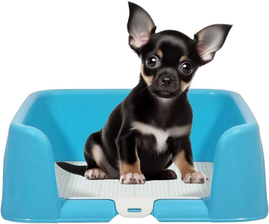 Dog potty training tray with Raised walls and Removable grid, Leak-proof puppy toilet pad holder for Small to Medium dogs, Indoor & Outdoor use, Easy to clean, 43 cm