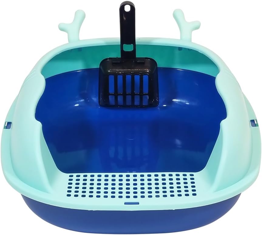 Enclosed cat litter box with Scoop, Durable plastic & High sided, 46 cm Kitty litter tray with Removable Grid, Anti-splash, Detachable and Easy to clean, Ideal for Kitten to large Indoor cats