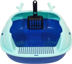 Enclosed cat litter box with Scoop, Durable plastic & High sided, 46 cm Kitty litter tray with Removable Grid, Anti-splash, Detachable and Easy to clean, Ideal for Kitten to large Indoor cats