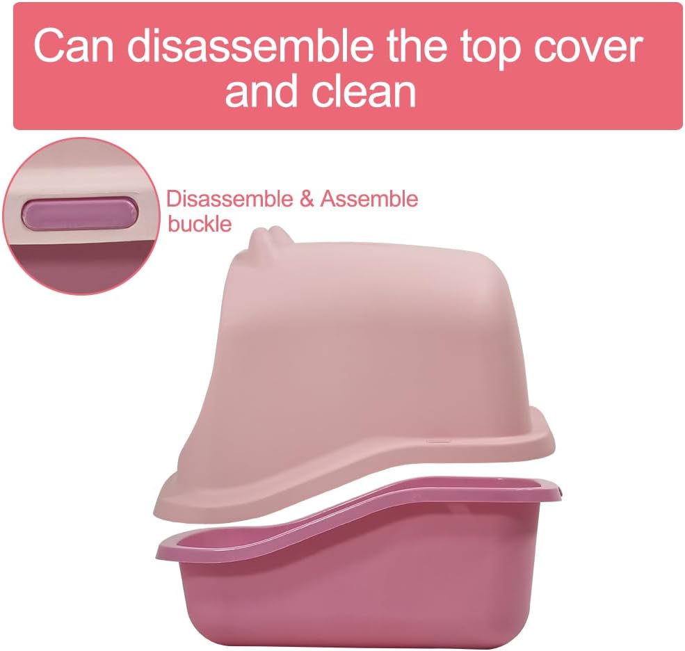 Fully-enclosed cat litter box with Durable plastic, Carrying handle, Sand filter holes, and Litter scoop, Splash-proof cat toilet for Indoor cats & kittens, Easy to clean 45 cm