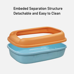 Cat litter box for medium to large cats, Semi-enclosed cat litter box with Detachable design, Durable plastic, Raised fence, and Litter scoop, Ideal for indoor/outdoor, Splash-proof 65 cm