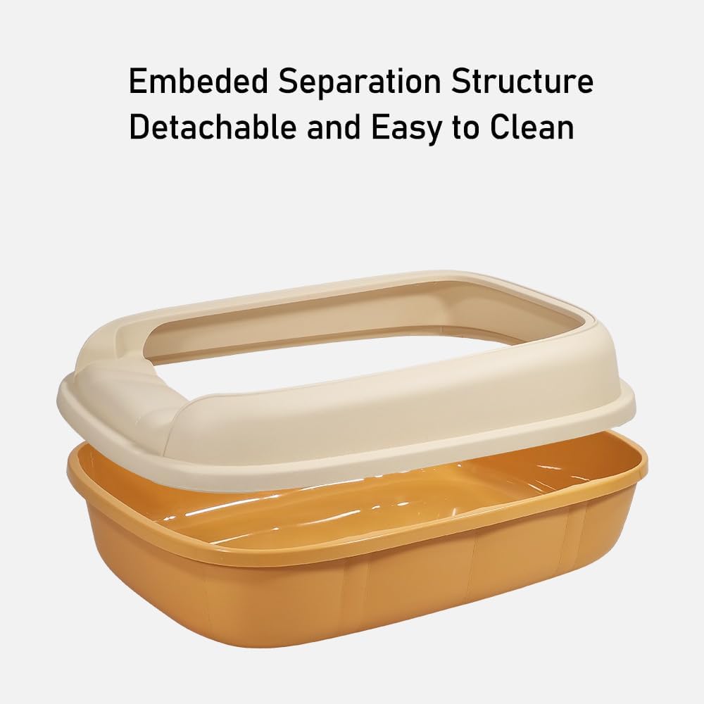 Cat litter box for medium to large cats, Semi-enclosed cat litter box with Detachable design, Durable plastic, Raised fence, and Litter scoop, Ideal for indoor/outdoor, Splash-proof 65 cm
