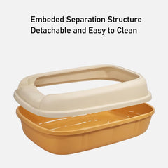 Cat litter box for medium to large cats, Semi-enclosed cat litter box with Detachable design, Durable plastic, Raised fence, and Litter scoop, Ideal for indoor/outdoor, Splash-proof 65 cm