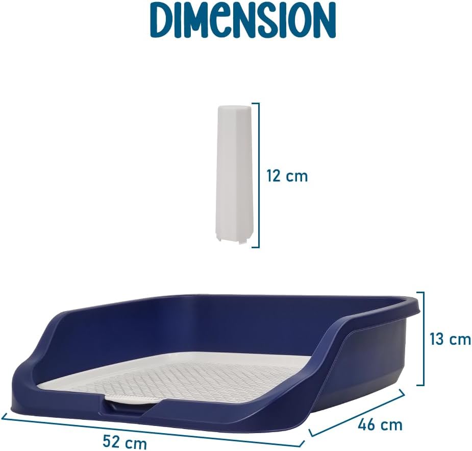 Dog toilet training with Raise edge design, Pee post, and Detachable grid, Durable plastic dog tray for small to medium dogs, Ideal for indoor & outdoor, Leak-proof design 53 cm
